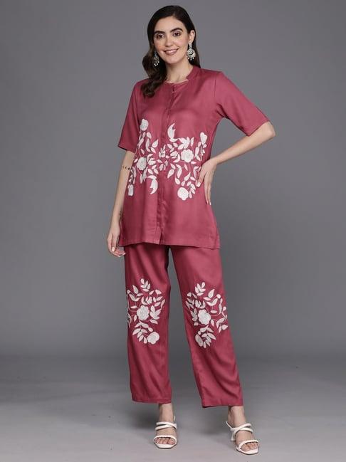 indo era pink embroidered tunic pant set