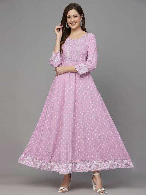 stylum purple embroidered anarkali kurta