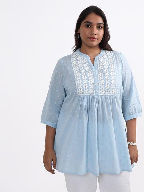 diza by westside embroidered blue top