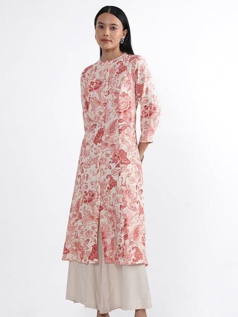 utsa by westside pink  botanical charm floral kurta