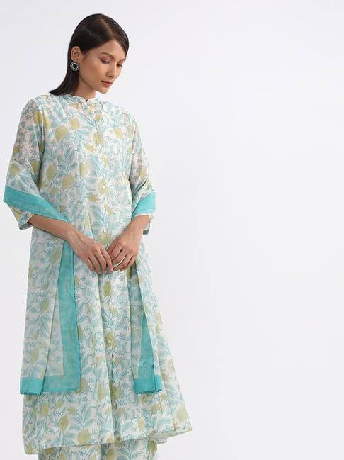 zuba by westside sea green kali printed kurta and inner set