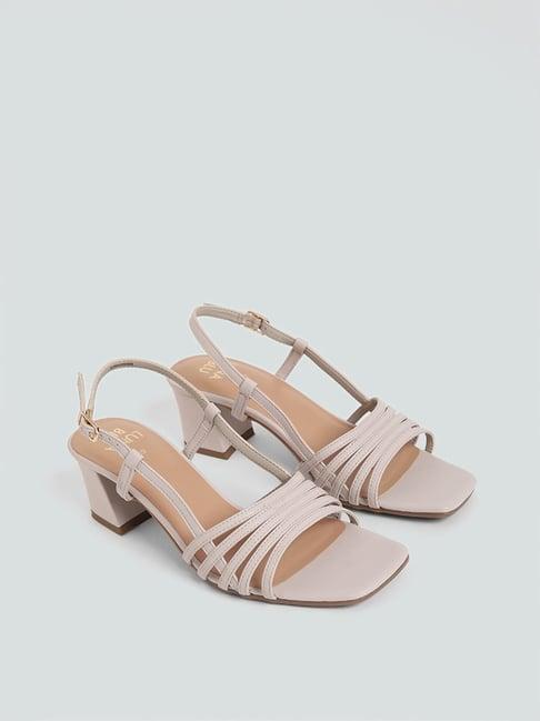 luna blu by westside ivory multiple straps heeled sandals