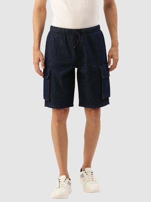 bene kleed navy cotton regular fit shorts