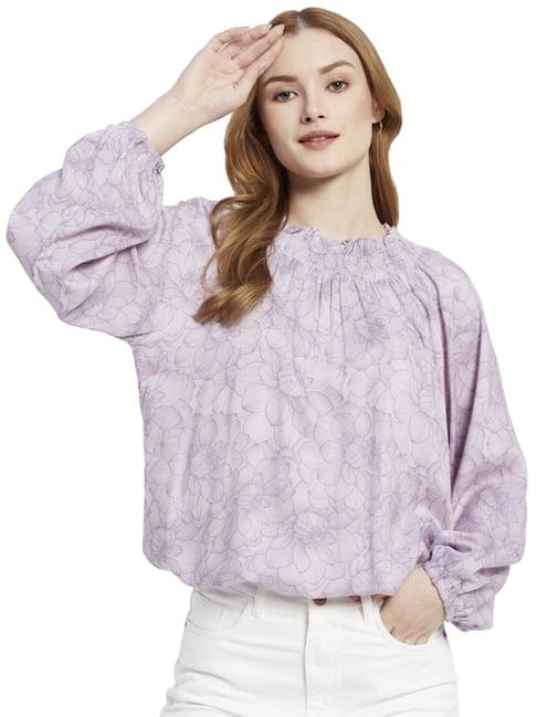 mettle lilac cotton printed top