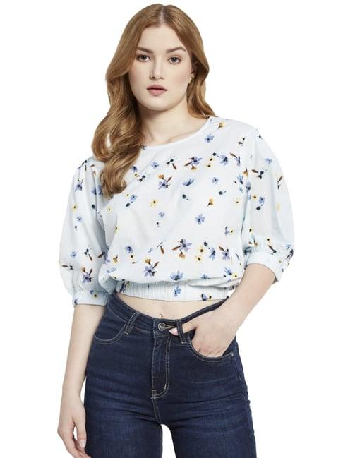 mettle blue cotton printed top