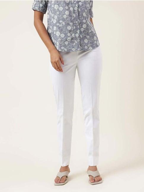 fabindia white mid rise pants