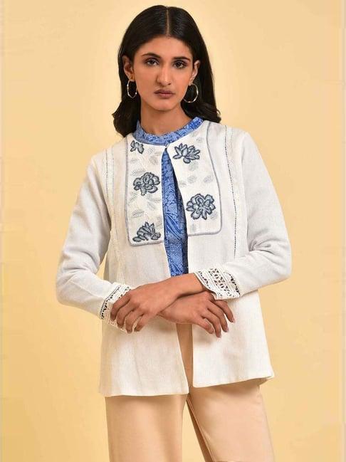 w ecru cotton embroidered jacket