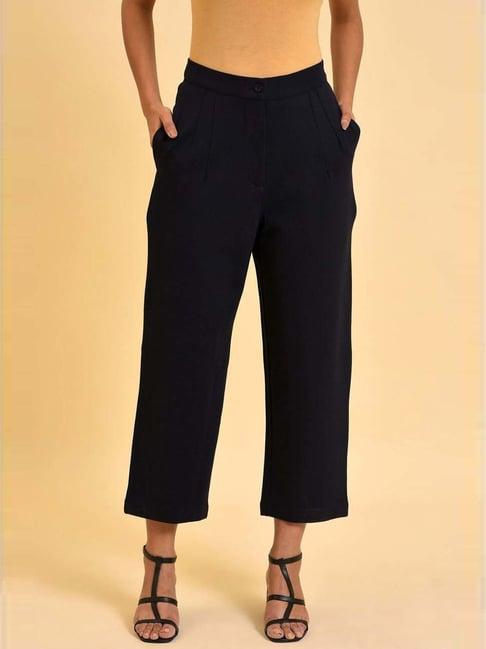 w navy high rise trousers