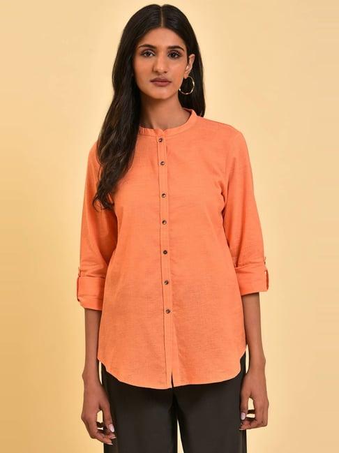 w orange cotton shirt