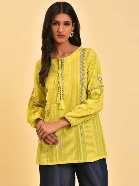 w yellow cotton embroidered top