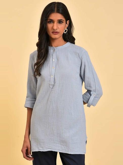 w blue cotton tunic