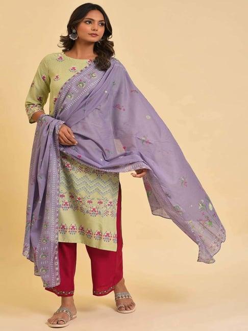 w purple cotton printed dupatta