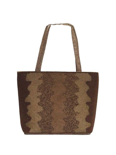 nr by nidhi rathi brown textured medium shoulder handbag