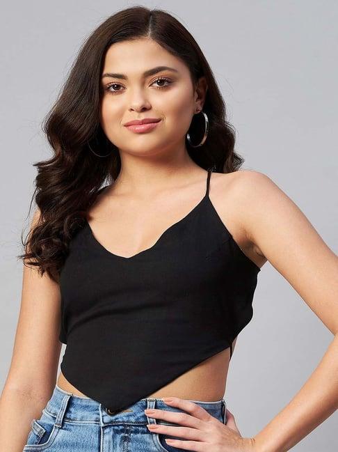 miravan black regular fit crop top