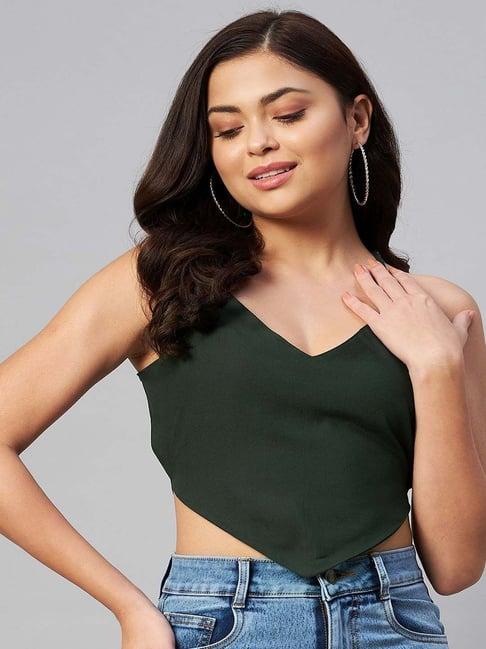 miravan green regular fit crop top