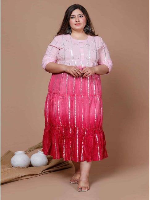 miravan pink cotton embellished maxi dress