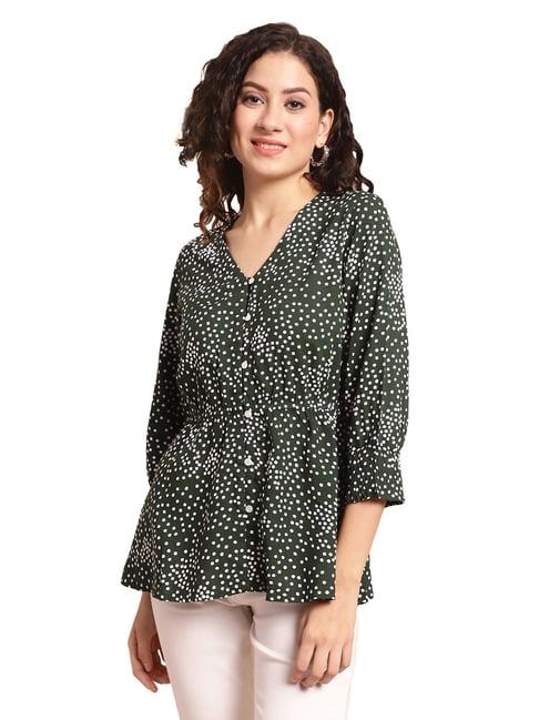 cantabil green polka dot top