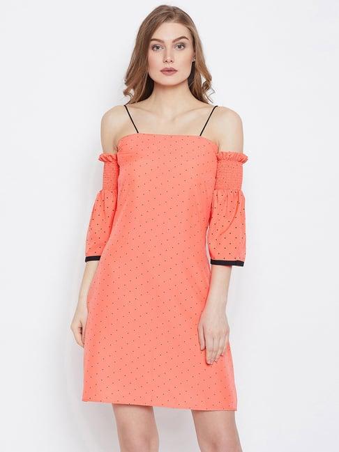 panit peach polka dots a-line dress