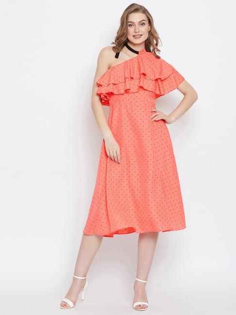 panit peach polka dots a-line dress