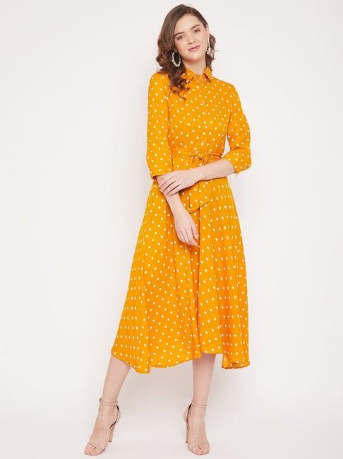 panit yellow polka dots a-line dress