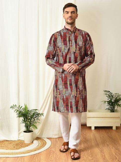 hangup multicolor regular fit print kurta & pyjamas set