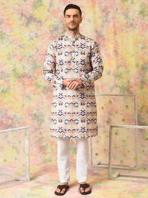 hangup multicolor regular fit print kurta & pyjamas set