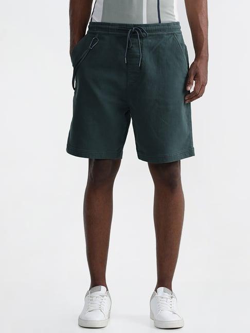 nuon by westside solid teal relaxed fit shorts