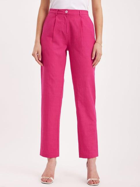 fablestreet fuchsia linen trousers