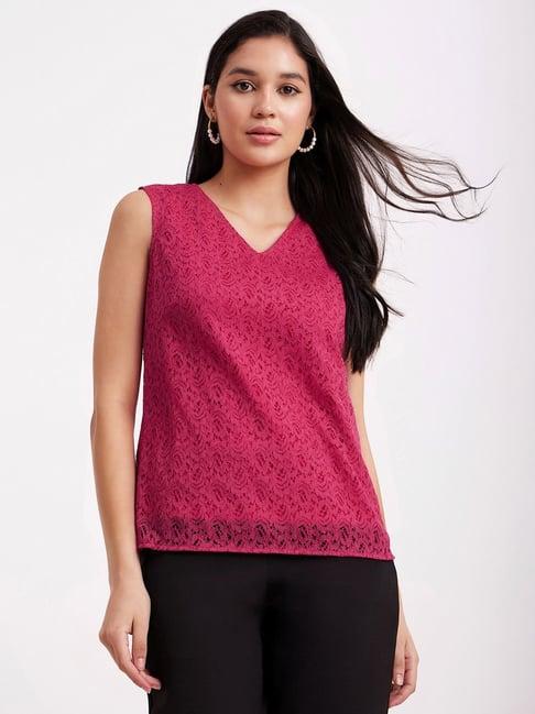 fablestreet fuchsia lace work top