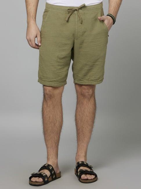 celio* olive cotton regular fit bermuda shorts