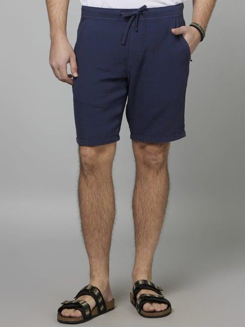 celio* navy cotton regular fit bermuda shorts