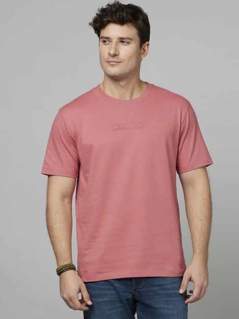 celio* mauve cotton regular fit t-shirt