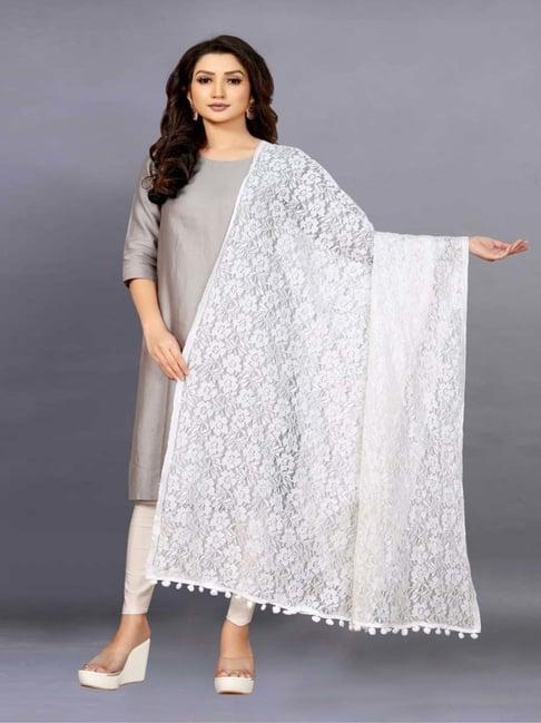 apnisha white woven pattern dupatta