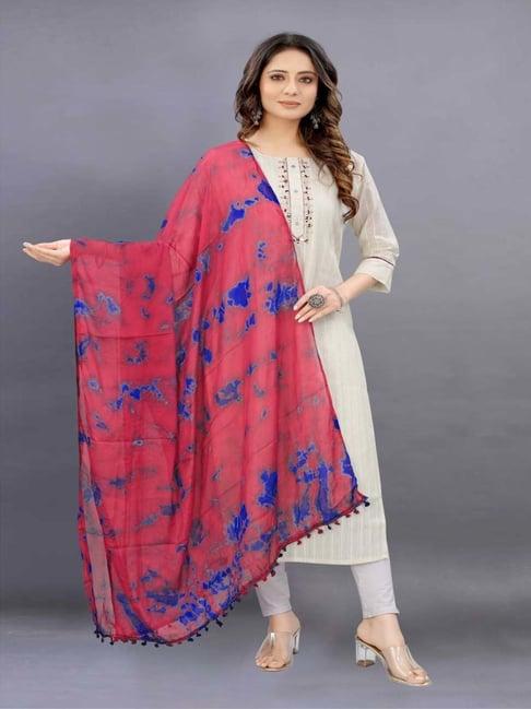 apnisha pink & blue printed dupatta