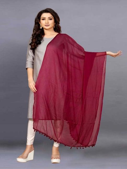 apnisha maroon plain dupatta