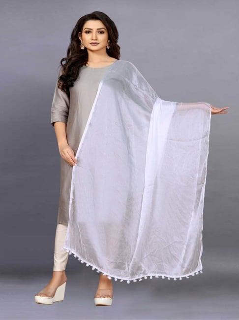 apnisha white plain dupatta