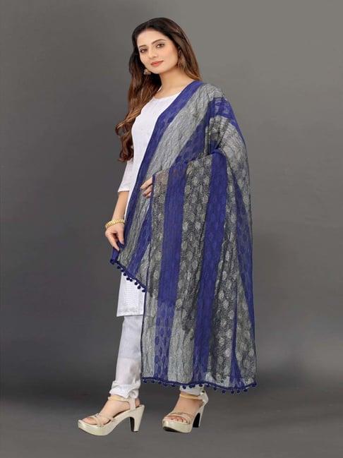 apnisha blue printed dupatta