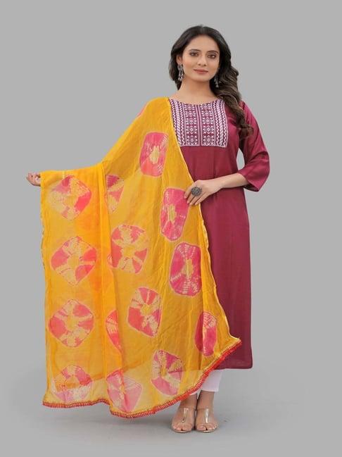 apnisha yellow printed dupatta