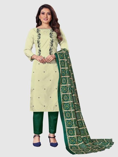 apnisha lime yellow embroidered unstitched dress material