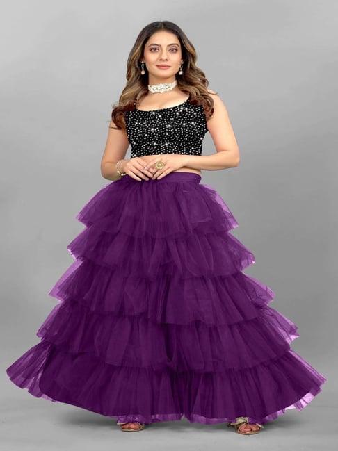 apnisha purple embellished semi stitched lehenga choli set