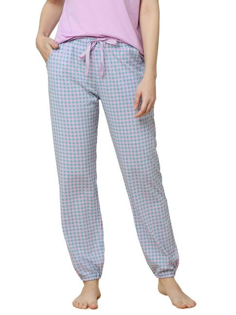 triumph blue cotton chequered pyjama