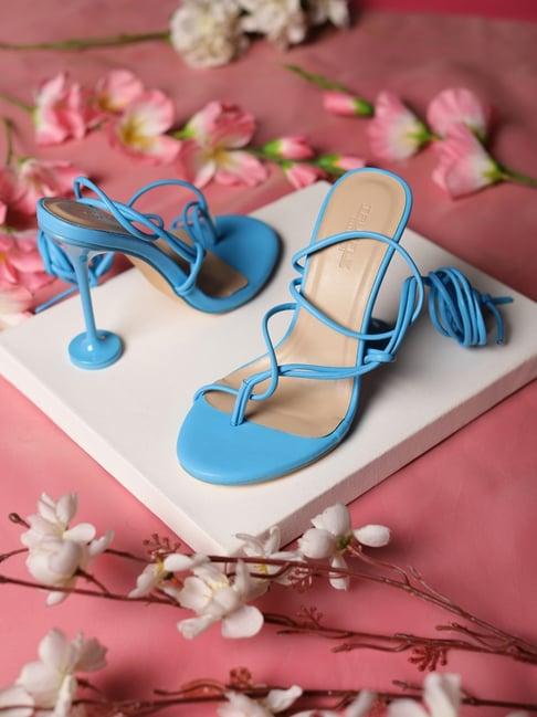 truffle collection women's pale blue gladiator stilettos