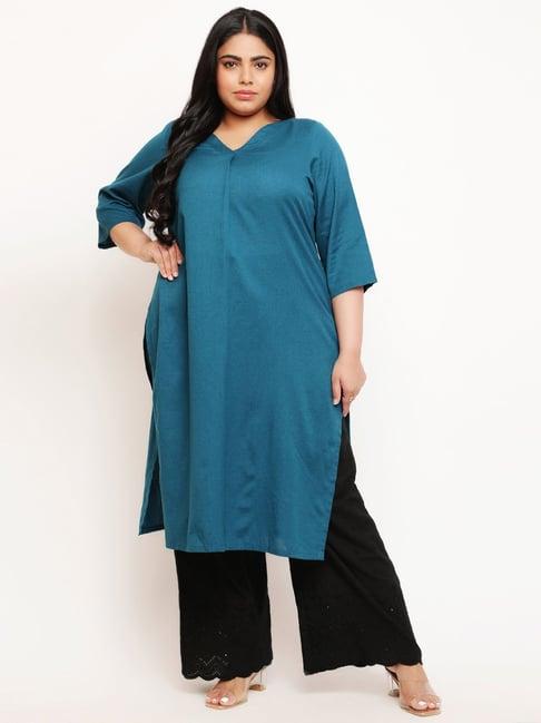 amydus teal straight kurta