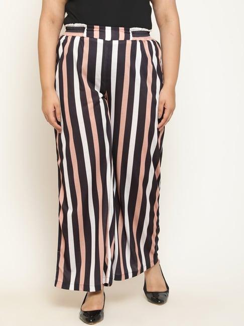 amydus black striped regular fit high rise pants