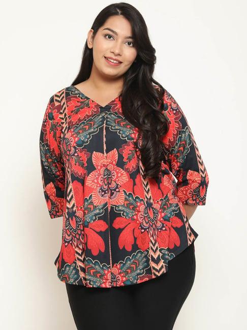 amydus black floral print plus size top