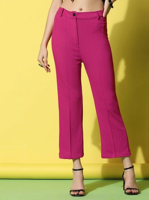 selvia dark pink regular fit mid rise trousers