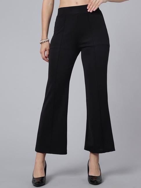 selvia black regular fit mid rise trousers