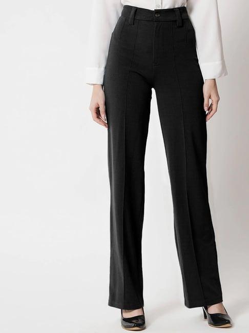 selvia black regular fit mid rise trousers