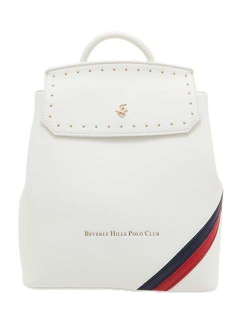 beverly hills polo club white solid medium backpack