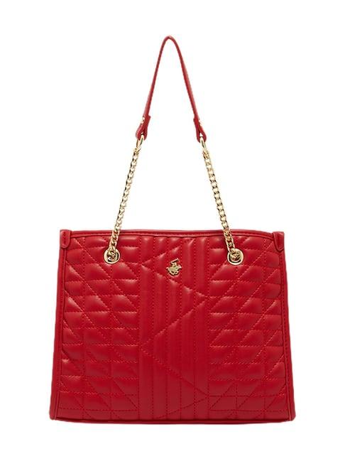 beverly hills polo club red quilted handbag